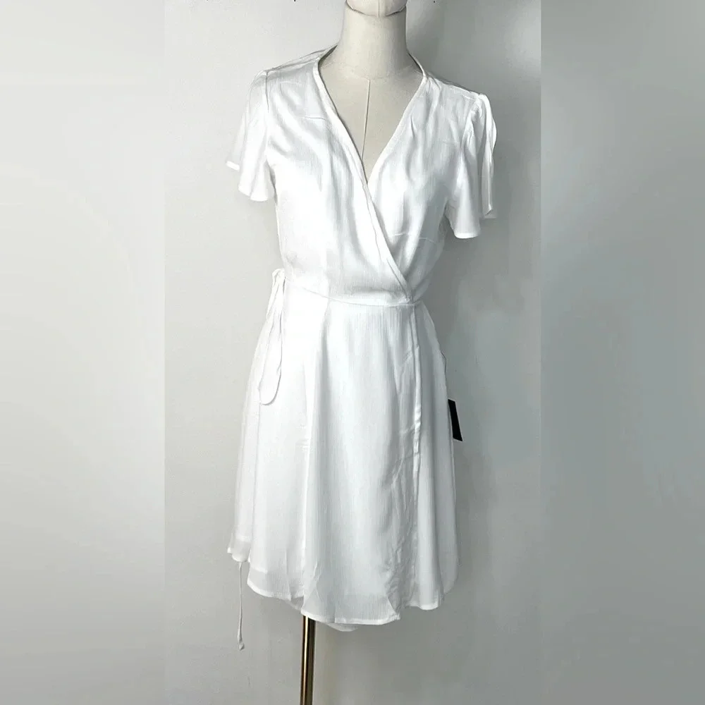 Lulu’s Harbor Point White Sheer Chiffon Wrap Dress Size Small and Medium - Picture 1 of 13